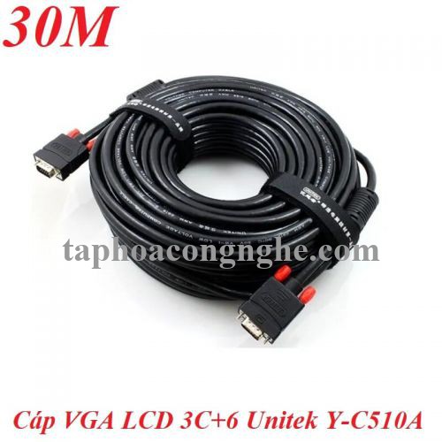 Unitek 95073 Y-C510A 3C+6 30M Màu Đen Cáp tín hiệu Vga LCD 30095073